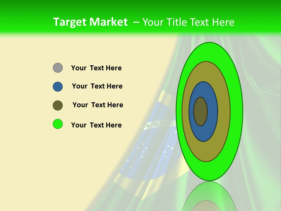 A Green And Yellow Background With The Flag Of Brazil PowerPoint Template
