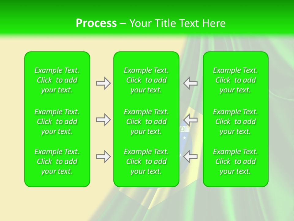 A Green And Yellow Background With The Flag Of Brazil PowerPoint Template
