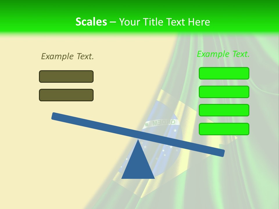 A Green And Yellow Background With The Flag Of Brazil PowerPoint Template