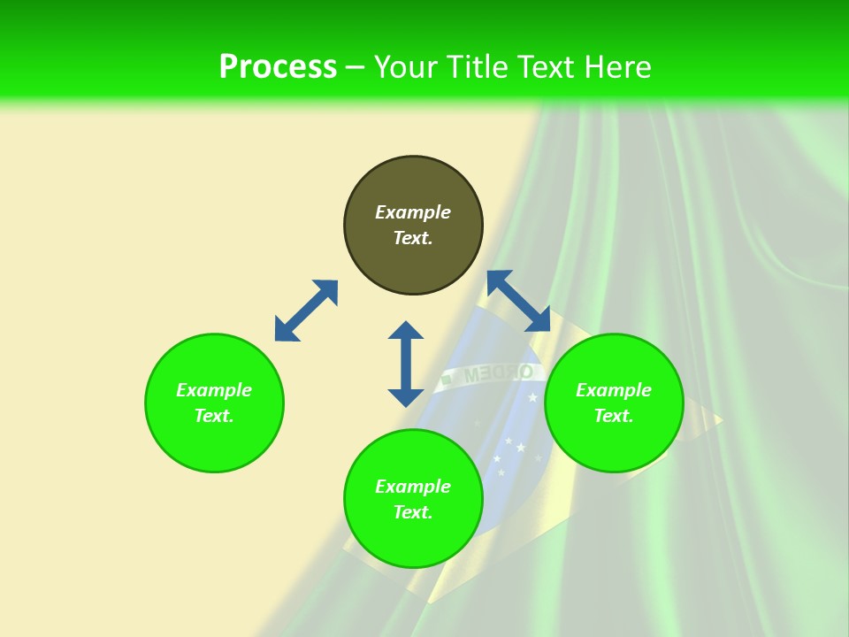 A Green And Yellow Background With The Flag Of Brazil PowerPoint Template