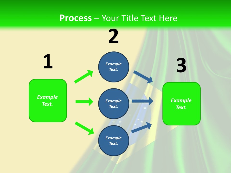 A Green And Yellow Background With The Flag Of Brazil PowerPoint Template