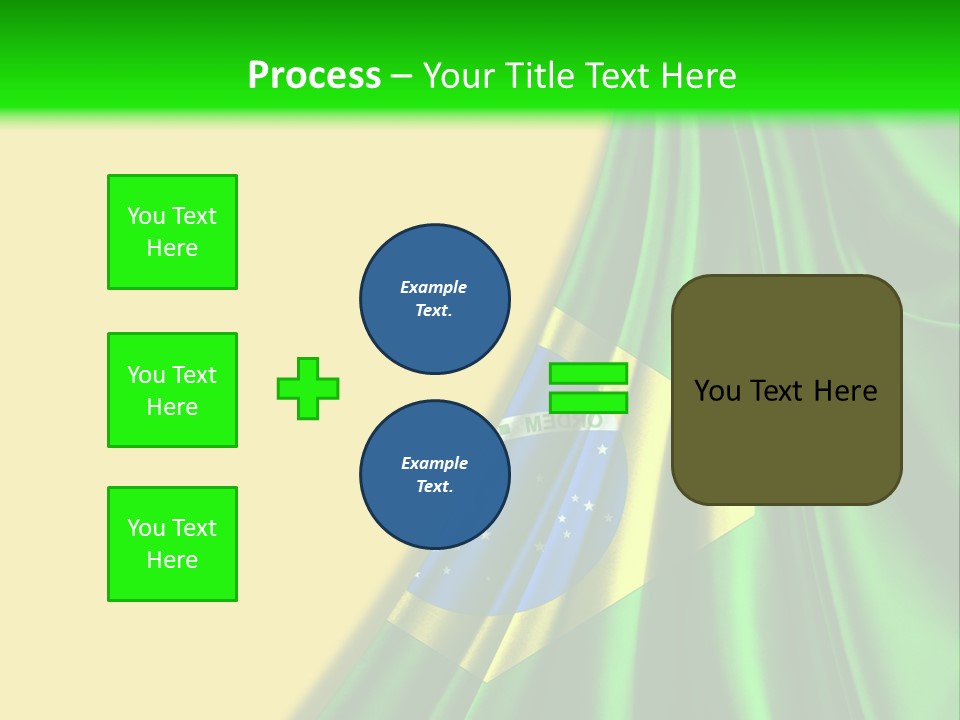 A Green And Yellow Background With The Flag Of Brazil PowerPoint Template