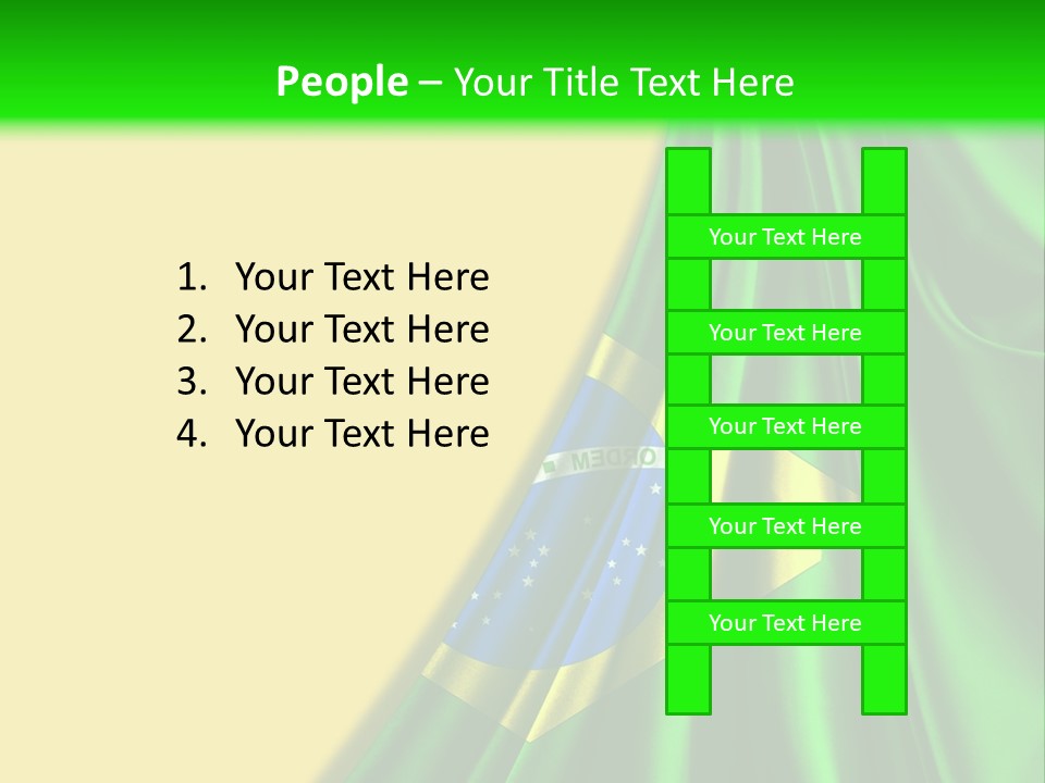 A Green And Yellow Background With The Flag Of Brazil PowerPoint Template