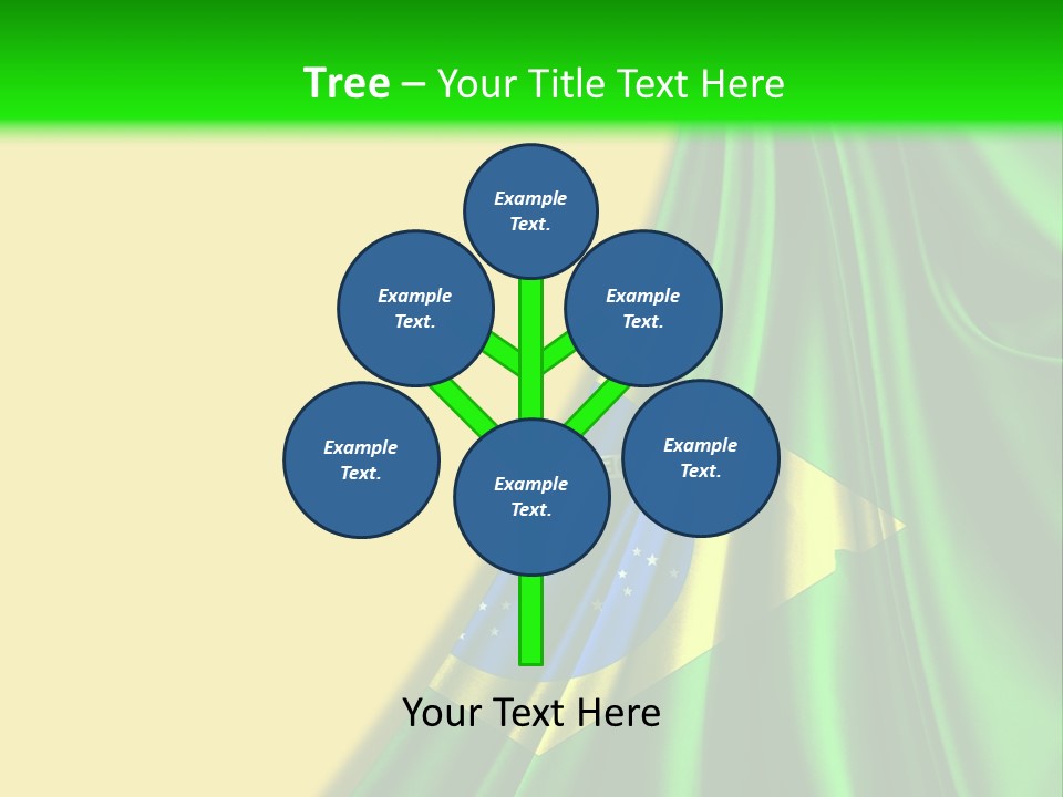 A Green And Yellow Background With The Flag Of Brazil PowerPoint Template