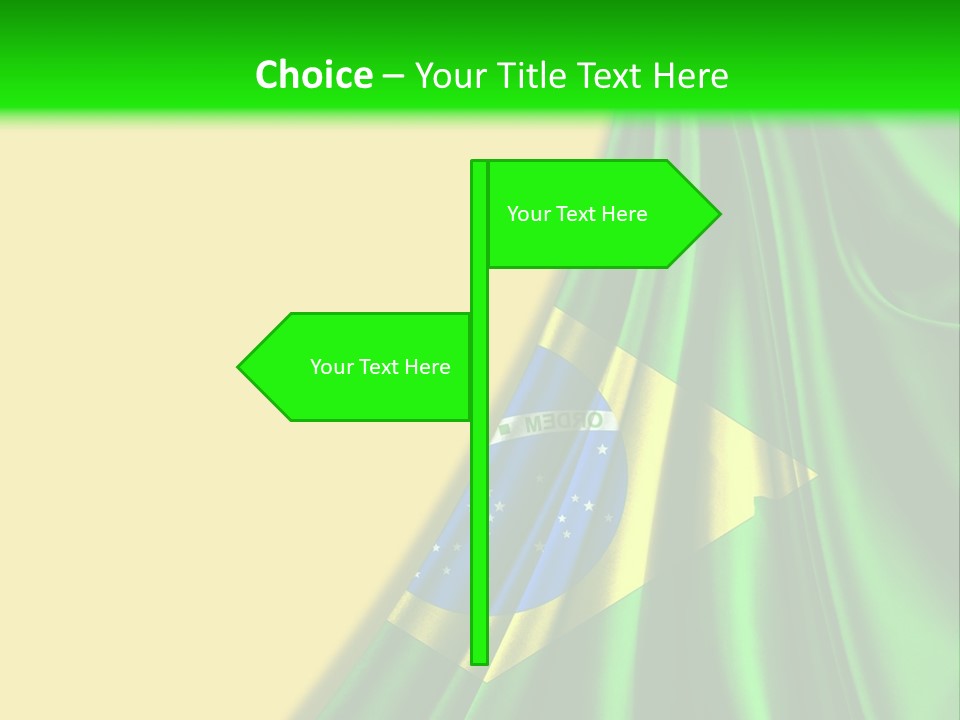 A Green And Yellow Background With The Flag Of Brazil PowerPoint Template