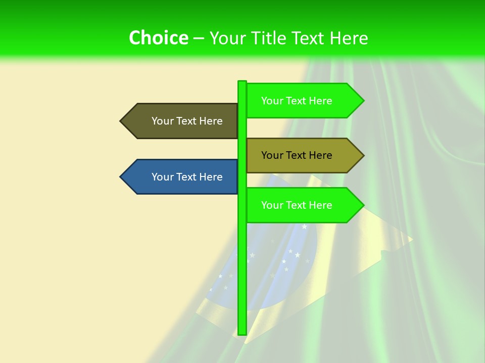 A Green And Yellow Background With The Flag Of Brazil PowerPoint Template