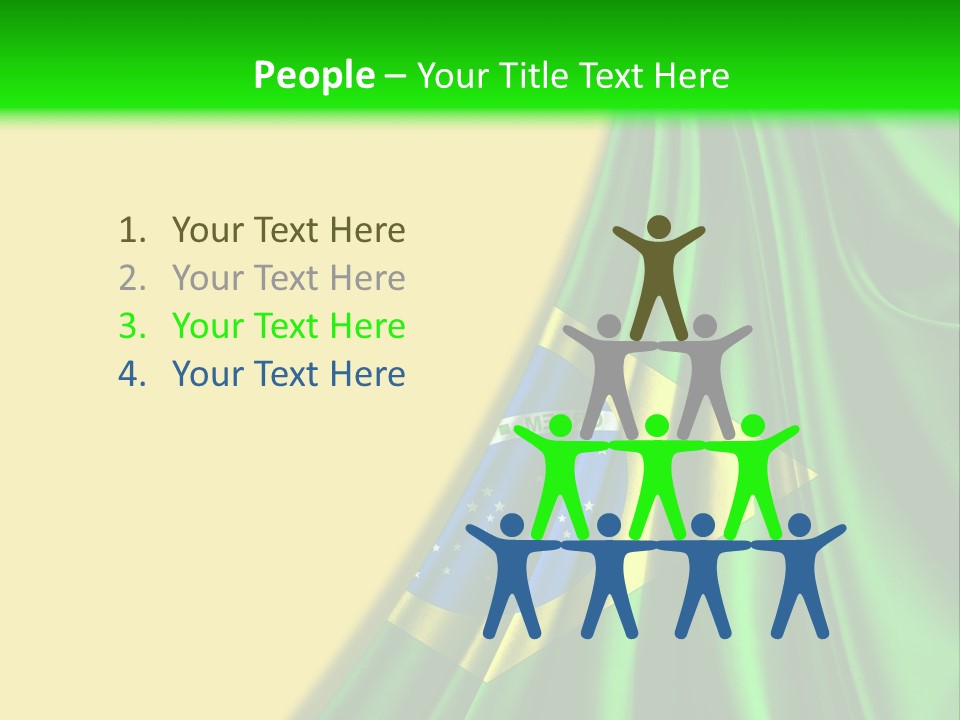 A Green And Yellow Background With The Flag Of Brazil PowerPoint Template