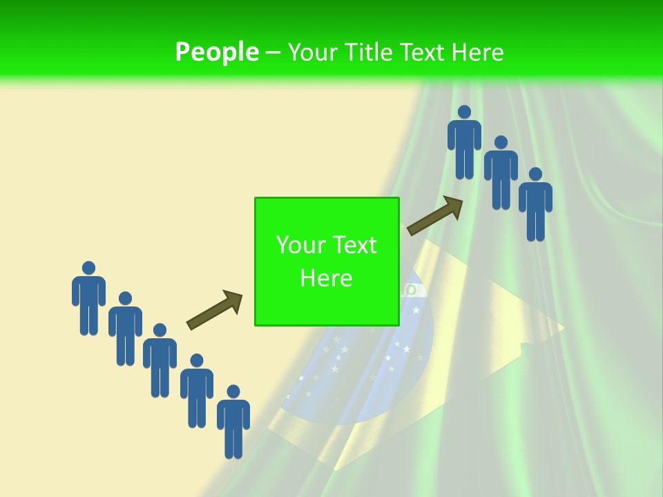 A Green And Yellow Background With The Flag Of Brazil PowerPoint Template