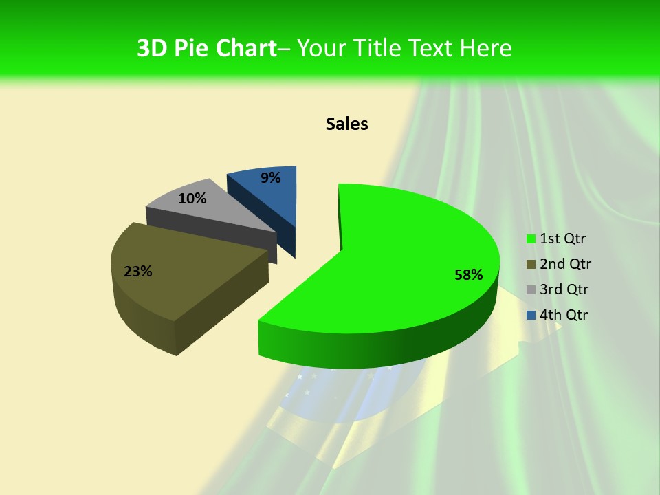 A Green And Yellow Background With The Flag Of Brazil PowerPoint Template