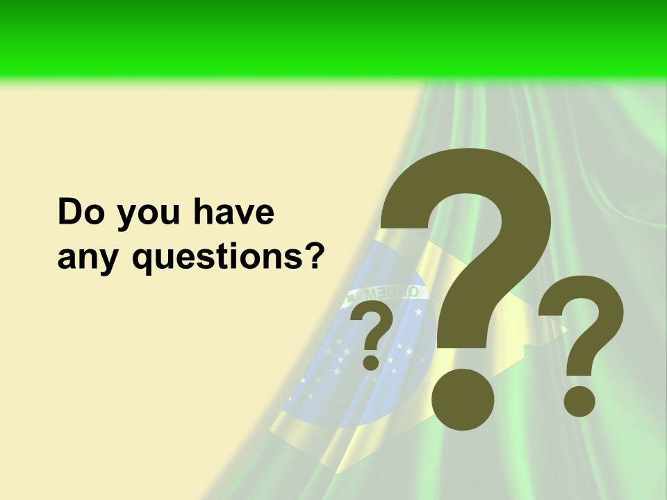 A Green And Yellow Background With The Flag Of Brazil PowerPoint Template