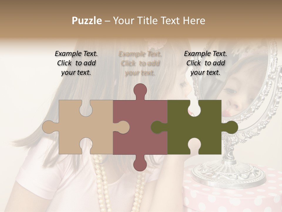 A Little Girl Brushing Her Teeth In Front Of A Mirror PowerPoint Template