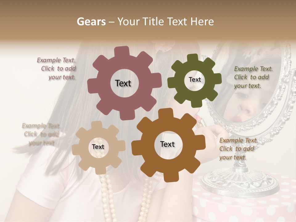 A Little Girl Brushing Her Teeth In Front Of A Mirror PowerPoint Template