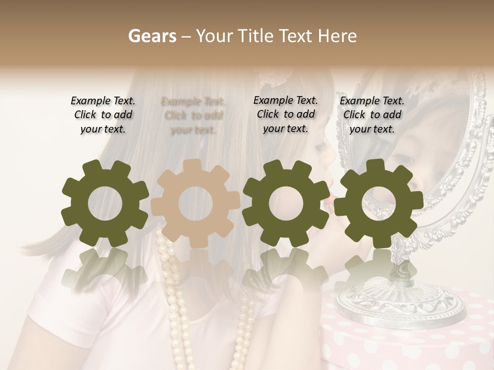 A Little Girl Brushing Her Teeth In Front Of A Mirror PowerPoint Template