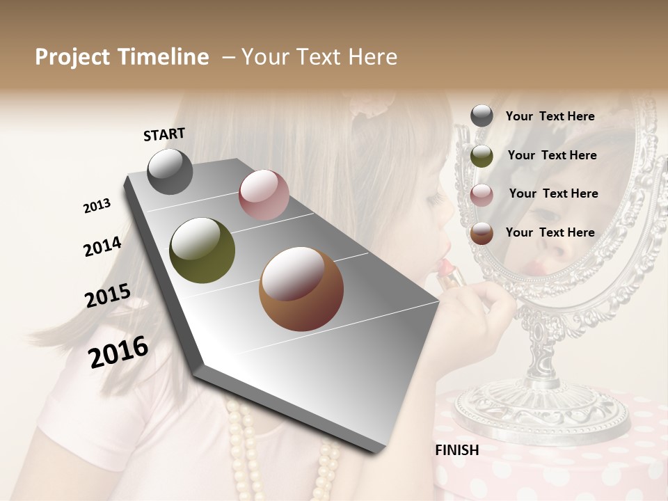 A Little Girl Brushing Her Teeth In Front Of A Mirror PowerPoint Template