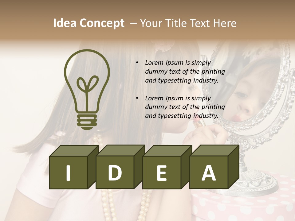 A Little Girl Brushing Her Teeth In Front Of A Mirror PowerPoint Template