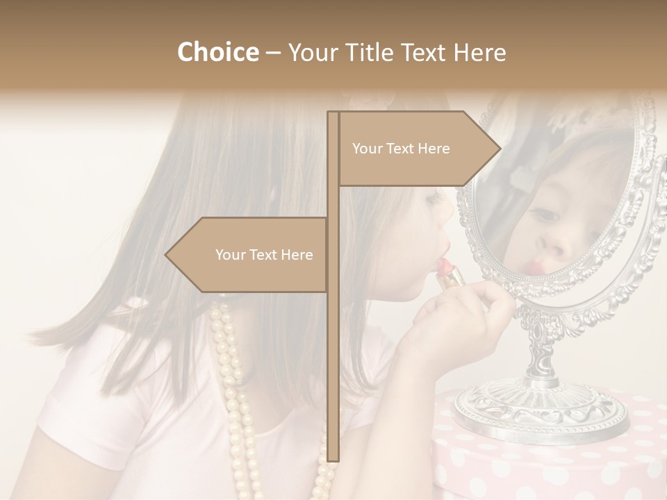 A Little Girl Brushing Her Teeth In Front Of A Mirror PowerPoint Template