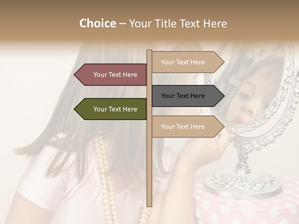 A Little Girl Brushing Her Teeth In Front Of A Mirror PowerPoint Template