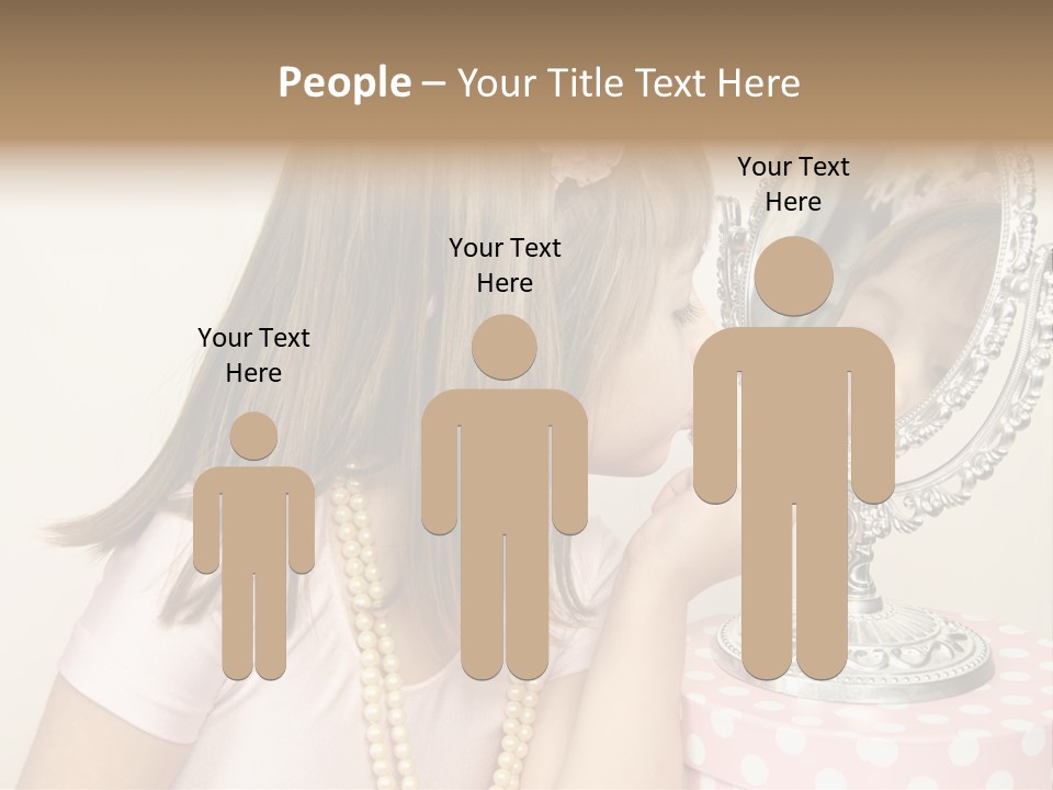 A Little Girl Brushing Her Teeth In Front Of A Mirror PowerPoint Template