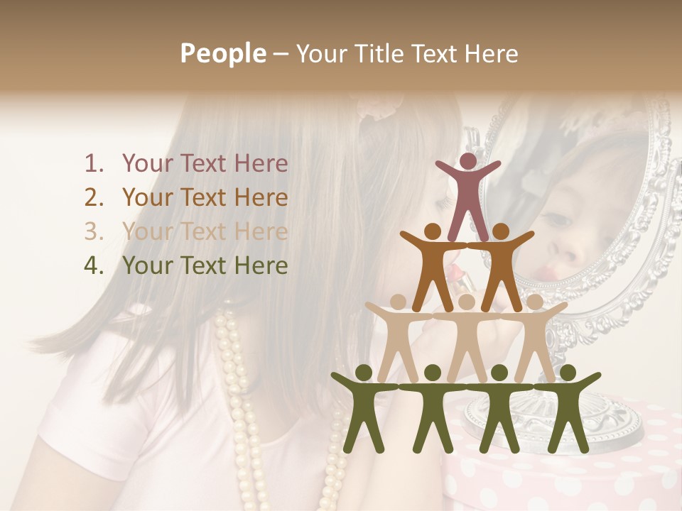 A Little Girl Brushing Her Teeth In Front Of A Mirror PowerPoint Template