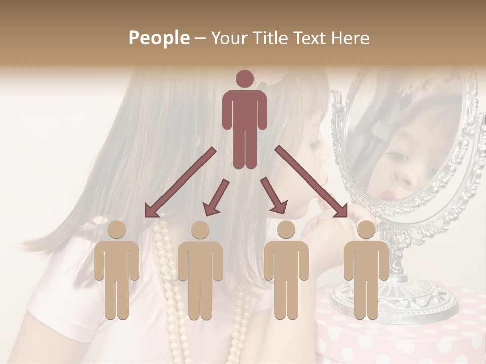 A Little Girl Brushing Her Teeth In Front Of A Mirror PowerPoint Template