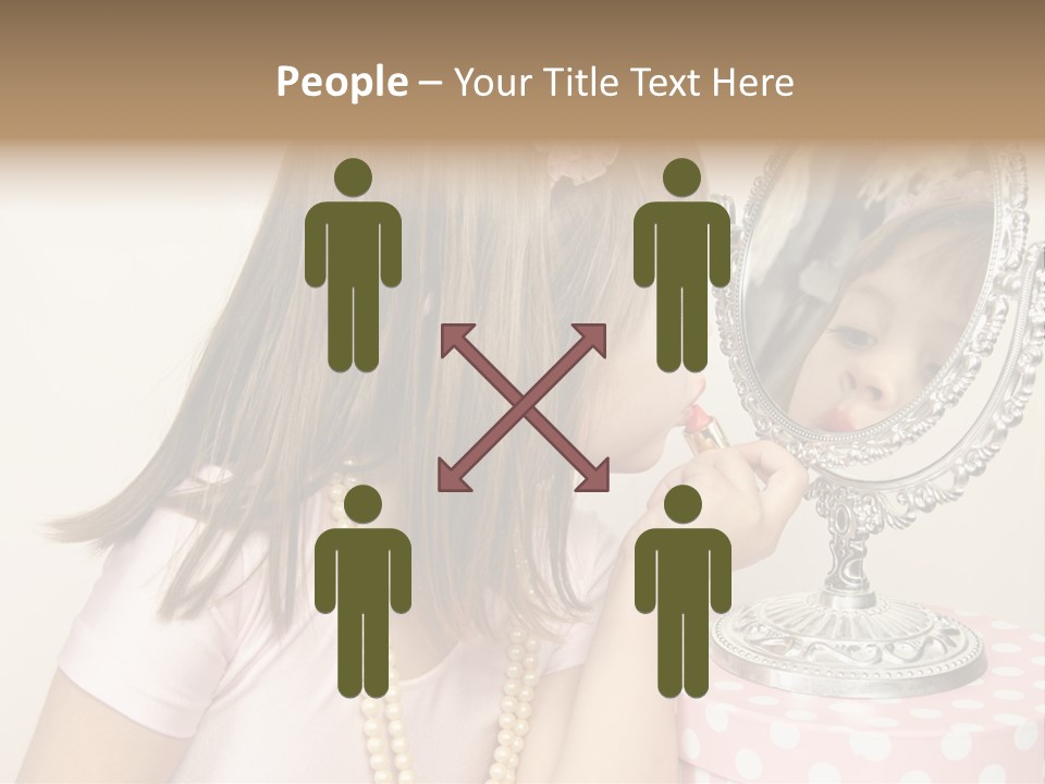 A Little Girl Brushing Her Teeth In Front Of A Mirror PowerPoint Template