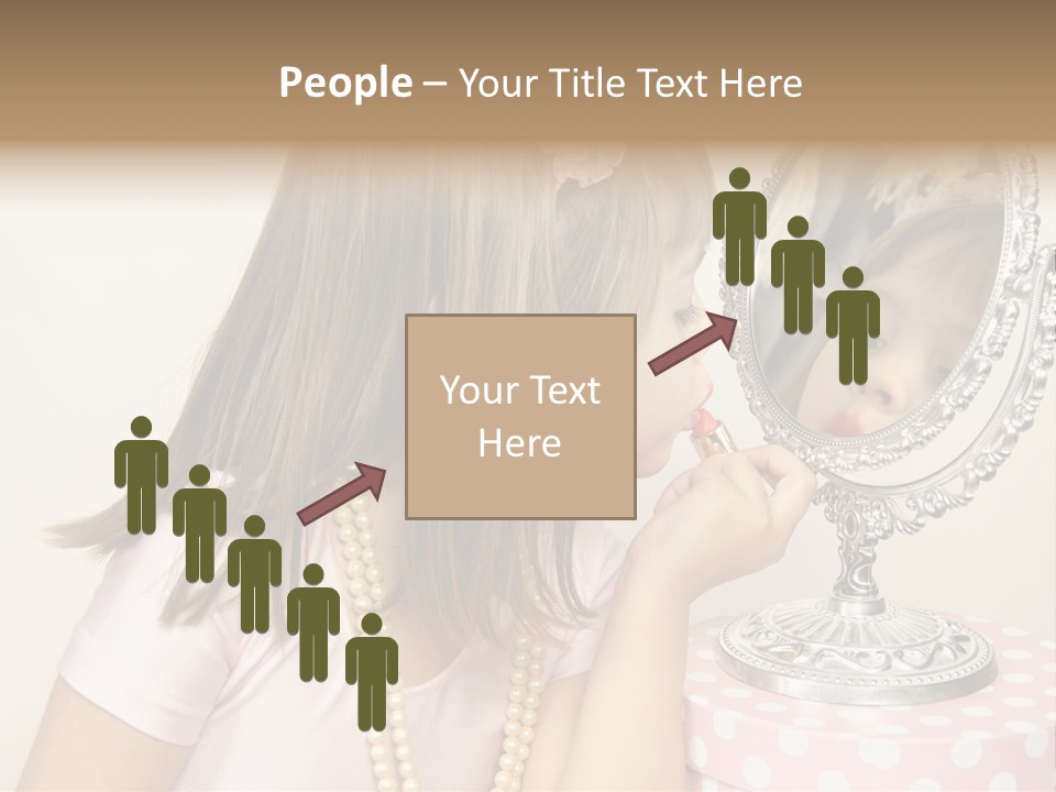 A Little Girl Brushing Her Teeth In Front Of A Mirror PowerPoint Template