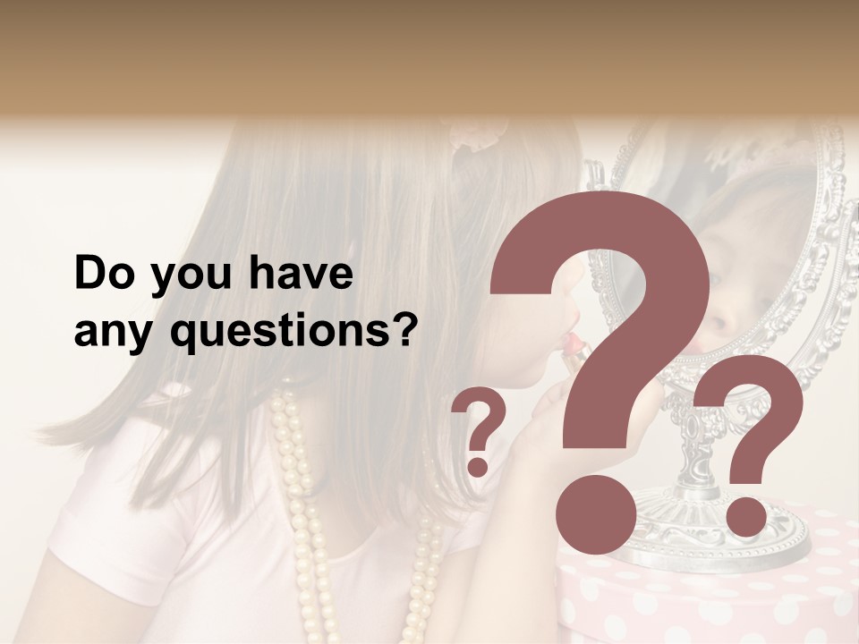 A Little Girl Brushing Her Teeth In Front Of A Mirror PowerPoint Template