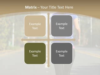 A Woman Running Down A Road With Buildings In The Background PowerPoint Template