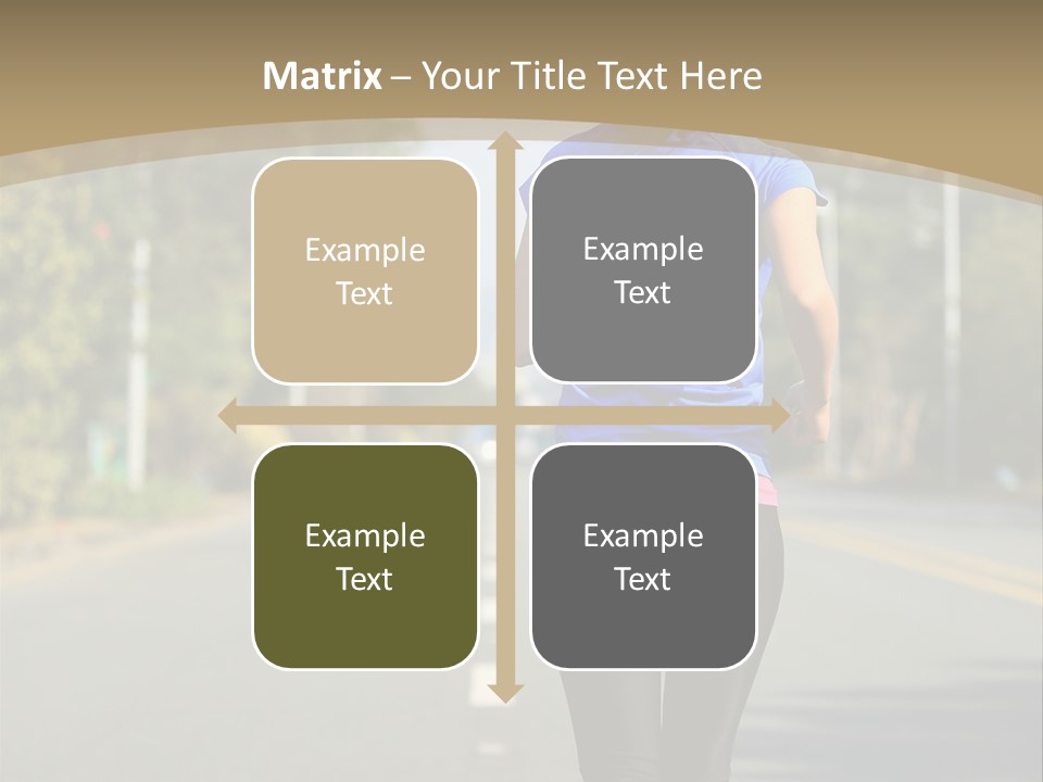 A Woman Running Down A Road With Buildings In The Background PowerPoint Template