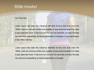 A Woman Running Down A Road With Buildings In The Background PowerPoint Template