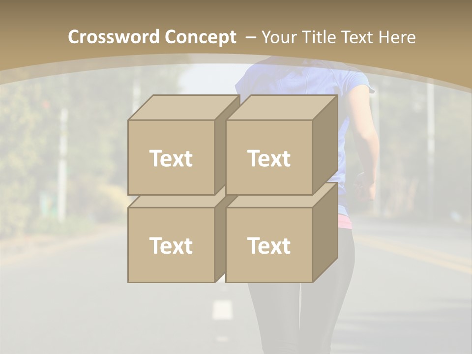 A Woman Running Down A Road With Buildings In The Background PowerPoint Template