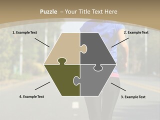 A Woman Running Down A Road With Buildings In The Background PowerPoint Template