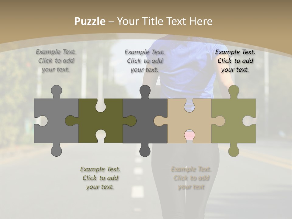 A Woman Running Down A Road With Buildings In The Background PowerPoint Template