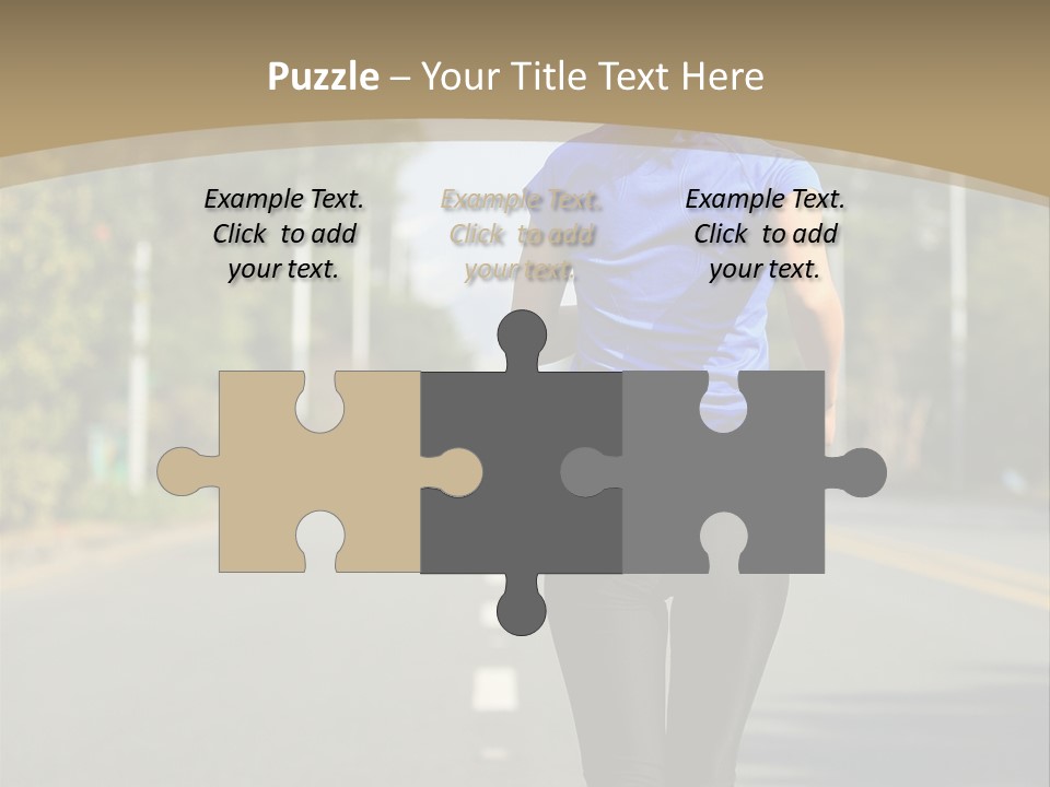 A Woman Running Down A Road With Buildings In The Background PowerPoint Template