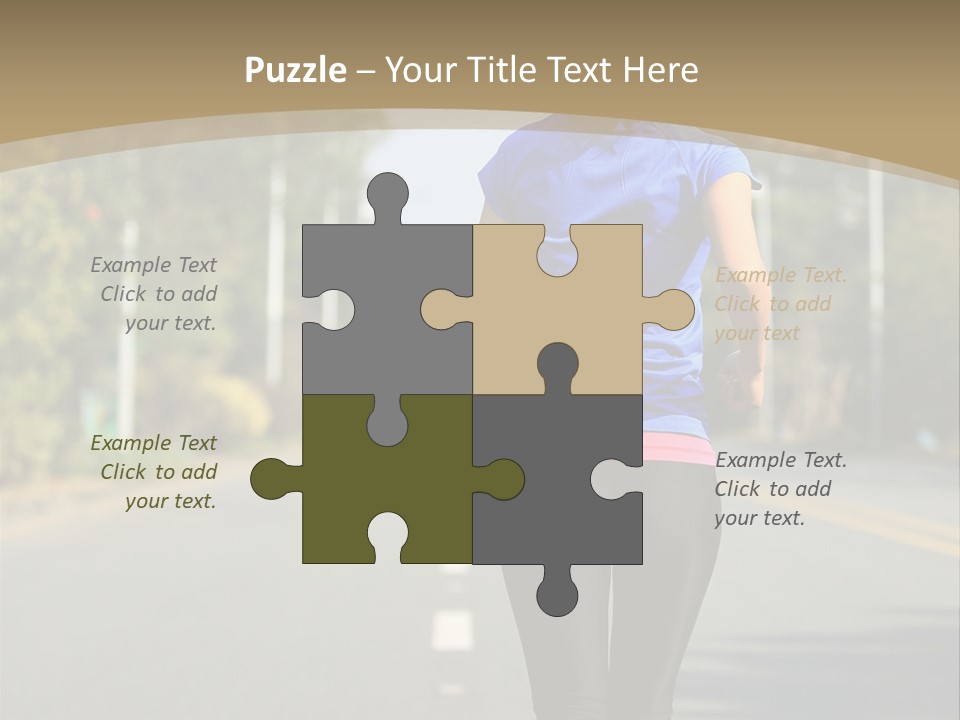 A Woman Running Down A Road With Buildings In The Background PowerPoint Template