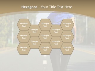 A Woman Running Down A Road With Buildings In The Background PowerPoint Template