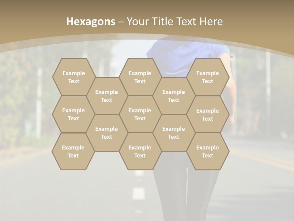 A Woman Running Down A Road With Buildings In The Background PowerPoint Template