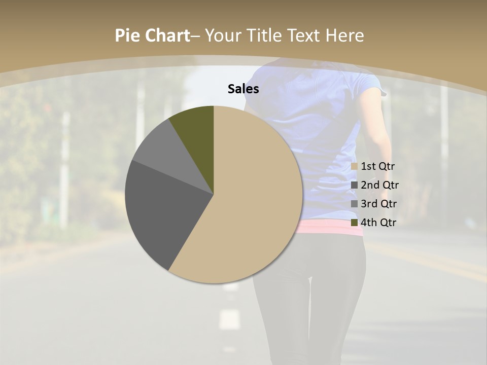 A Woman Running Down A Road With Buildings In The Background PowerPoint Template