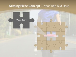 A Woman Running Down A Road With Buildings In The Background PowerPoint Template