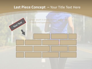 A Woman Running Down A Road With Buildings In The Background PowerPoint Template