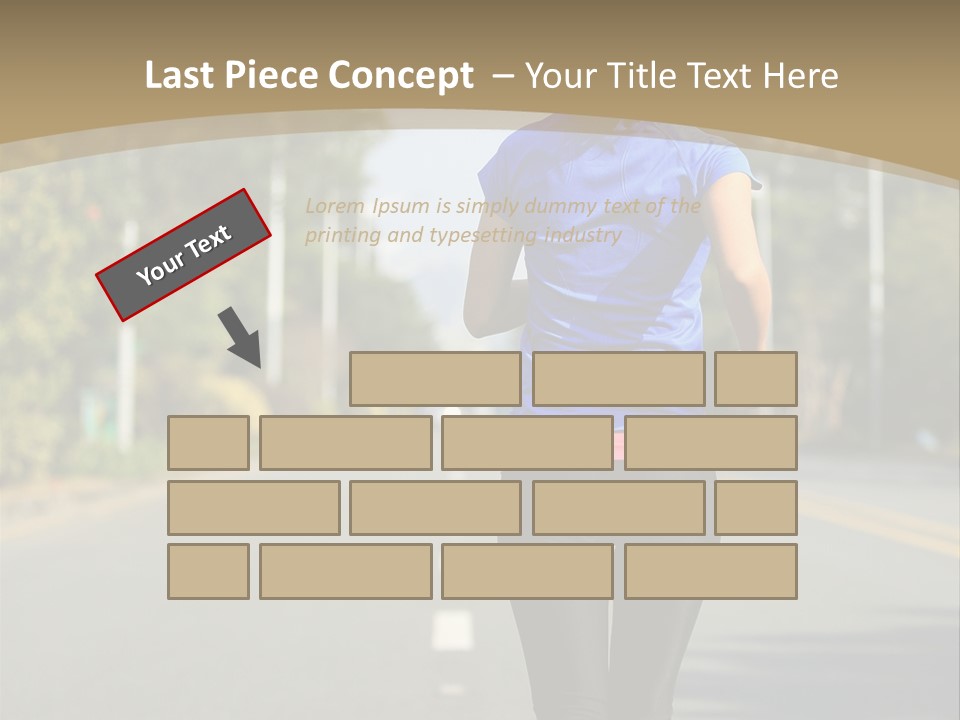 A Woman Running Down A Road With Buildings In The Background PowerPoint Template