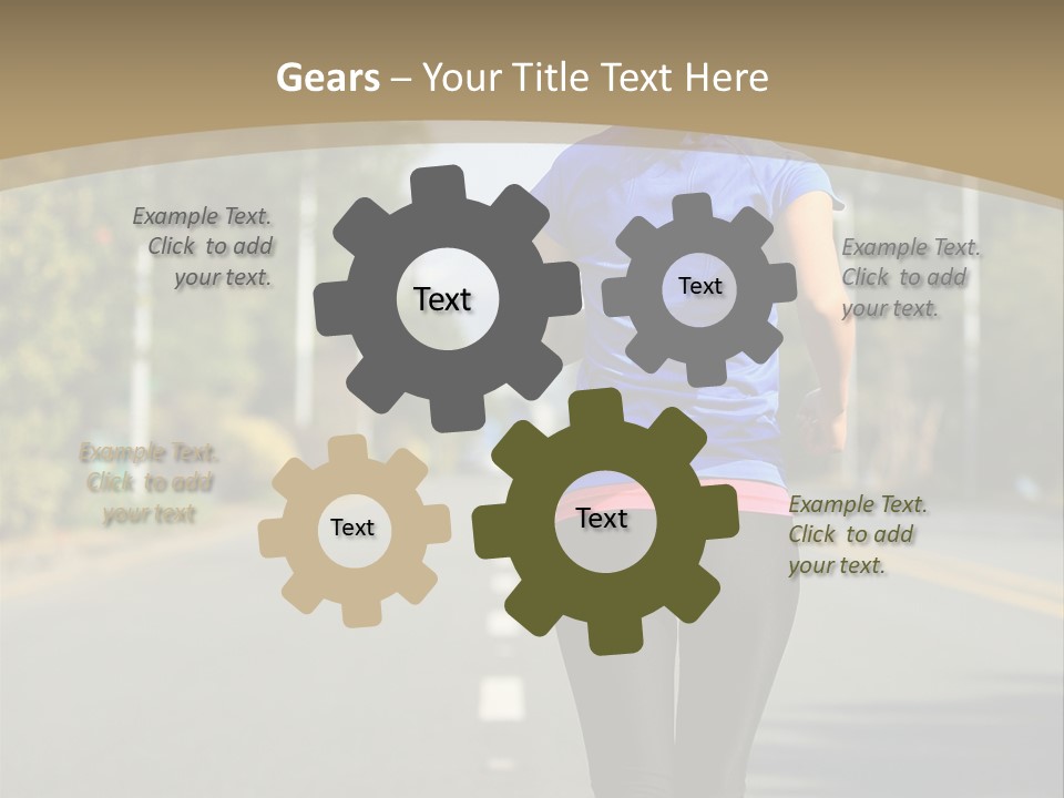 A Woman Running Down A Road With Buildings In The Background PowerPoint Template