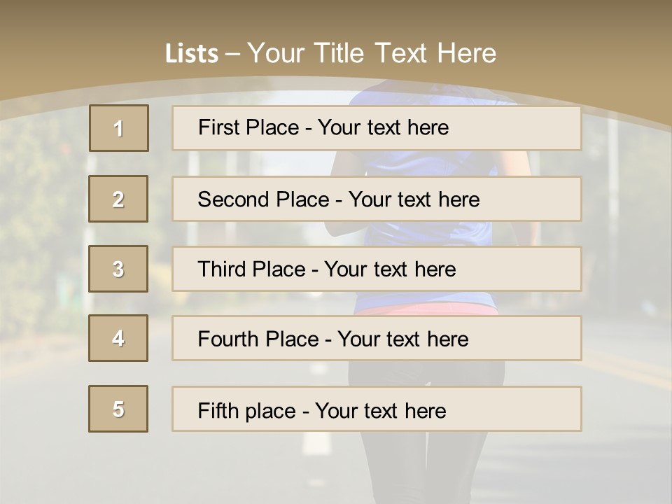 A Woman Running Down A Road With Buildings In The Background PowerPoint Template