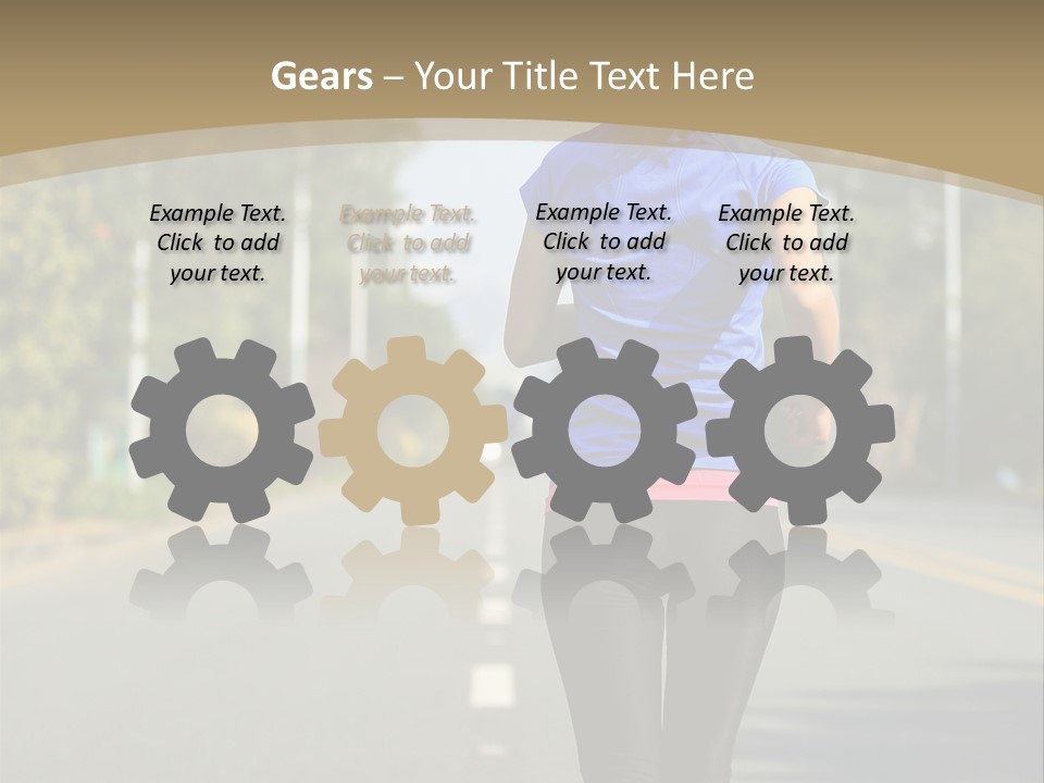 A Woman Running Down A Road With Buildings In The Background PowerPoint Template