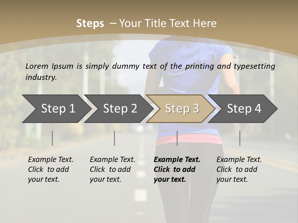 A Woman Running Down A Road With Buildings In The Background PowerPoint Template