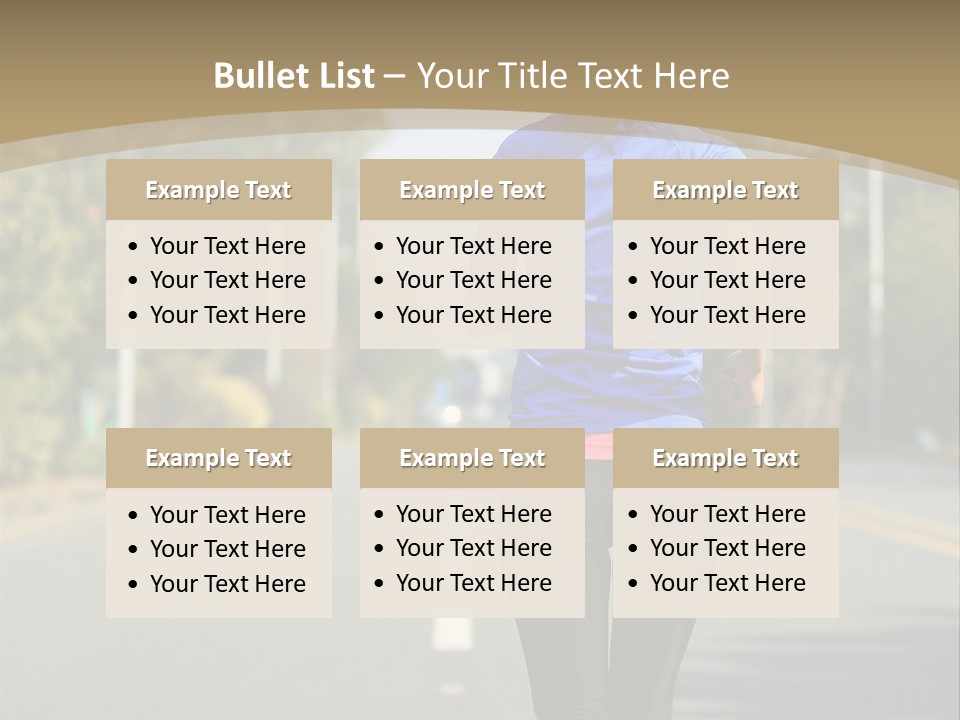 A Woman Running Down A Road With Buildings In The Background PowerPoint Template