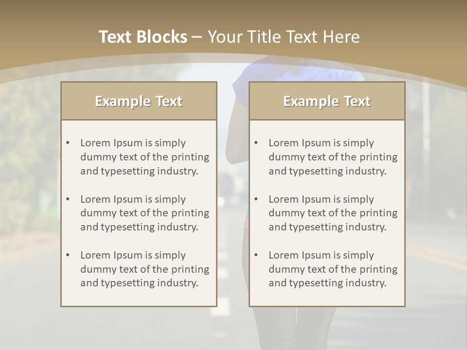 A Woman Running Down A Road With Buildings In The Background PowerPoint Template