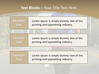 A Woman Running Down A Road With Buildings In The Background PowerPoint Template