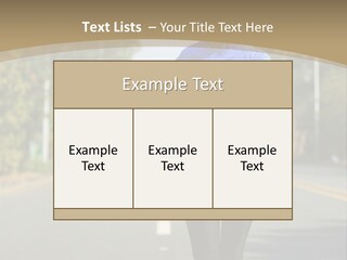 A Woman Running Down A Road With Buildings In The Background PowerPoint Template