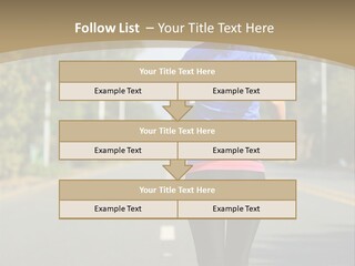 A Woman Running Down A Road With Buildings In The Background PowerPoint Template